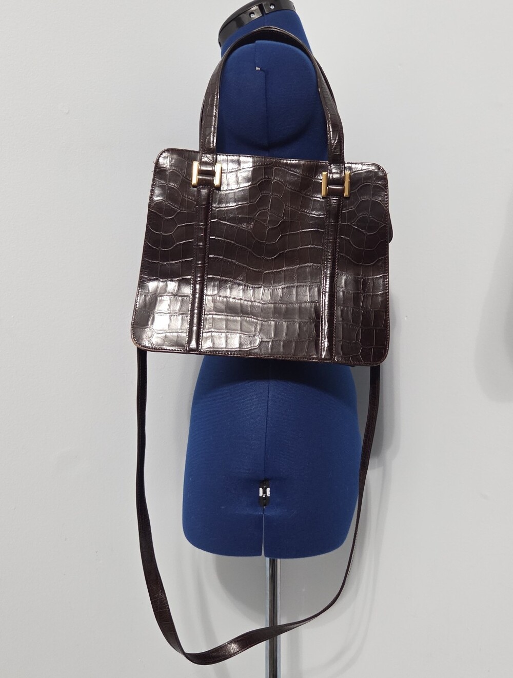 Vintage Brown Crocodile Embossed Leather Purse